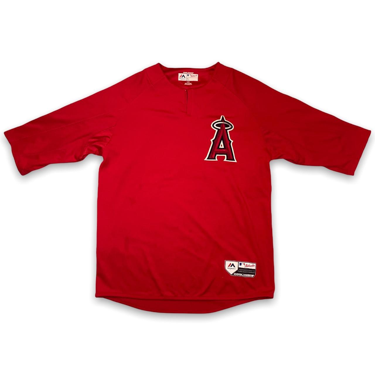 Men's Red Jersey Top Anaheim Angels Team MLB by - Depop