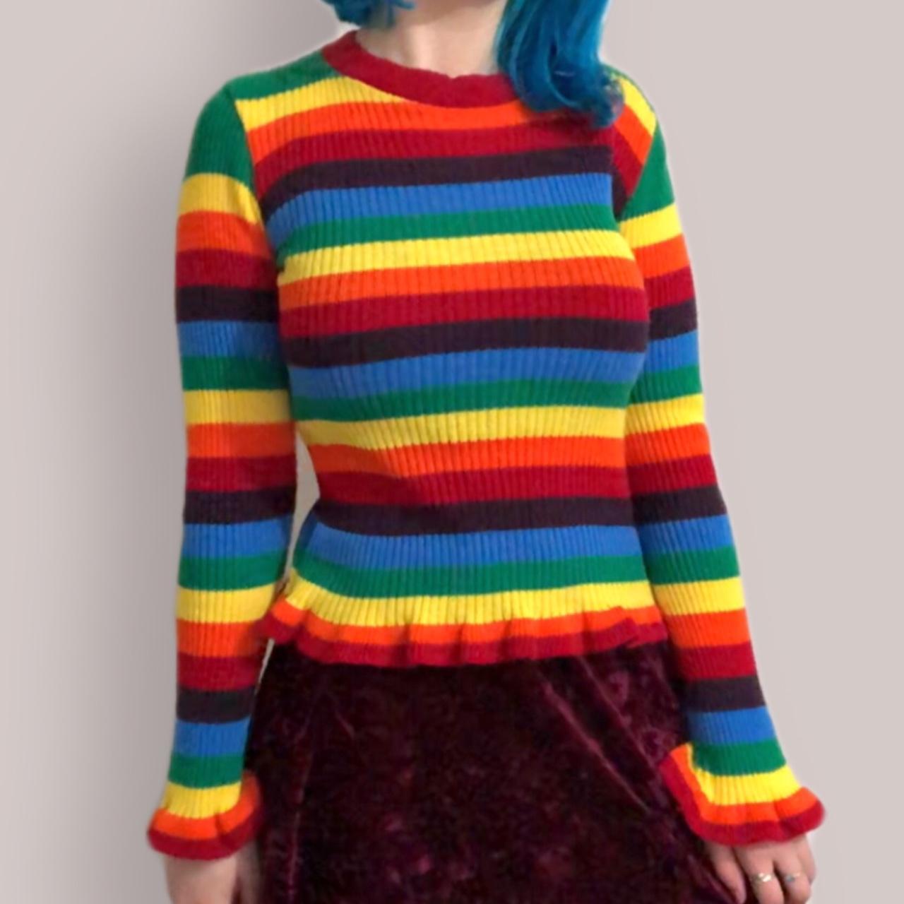 Daisy Street Rainbow Long Sleeved Top FREE Depop