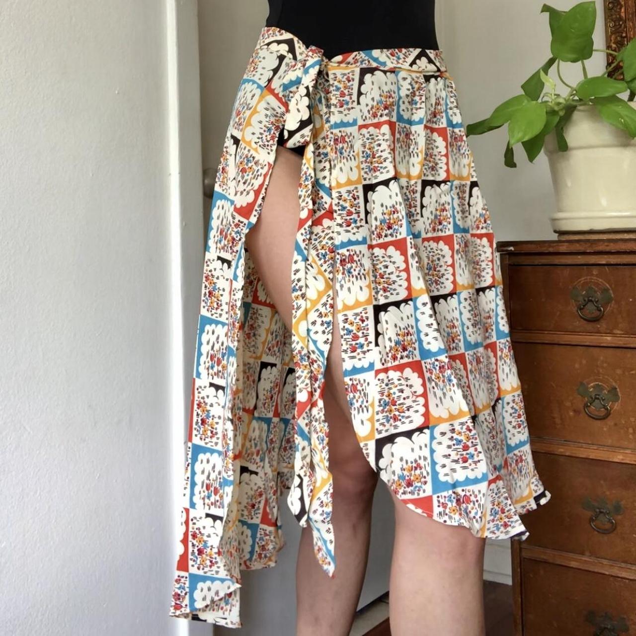 1970s Bias Cut Wrap Midi Skirt , Swim cover-up...