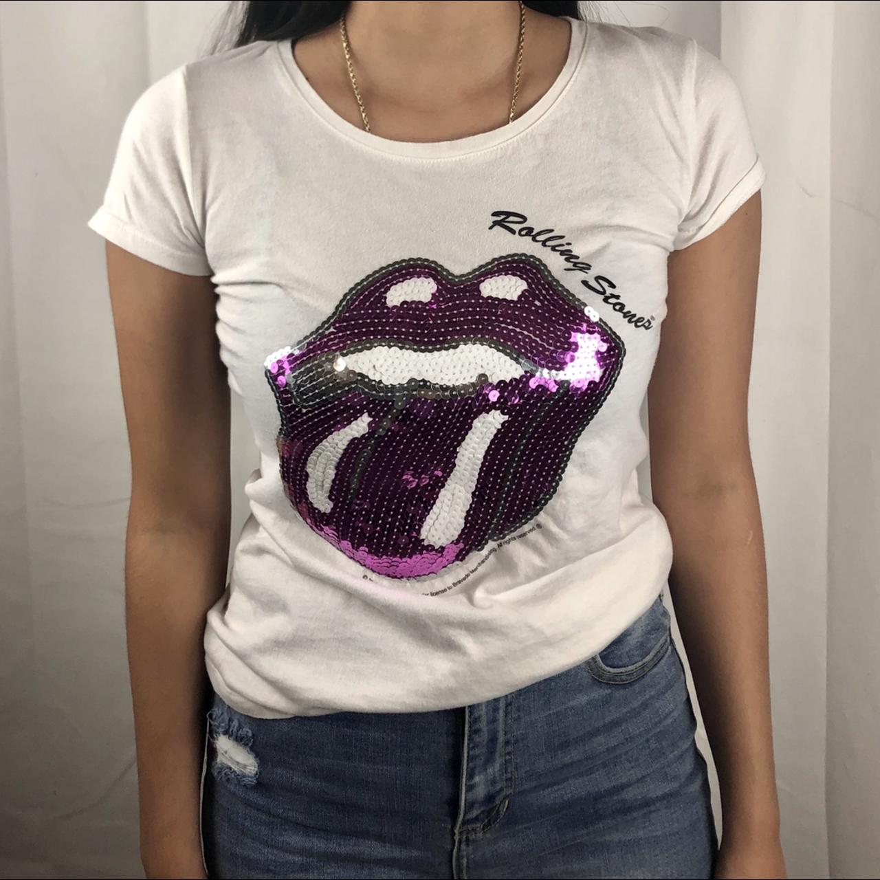 Rolling Stones sequin top tshirt Model is 5’7 and... - Depop