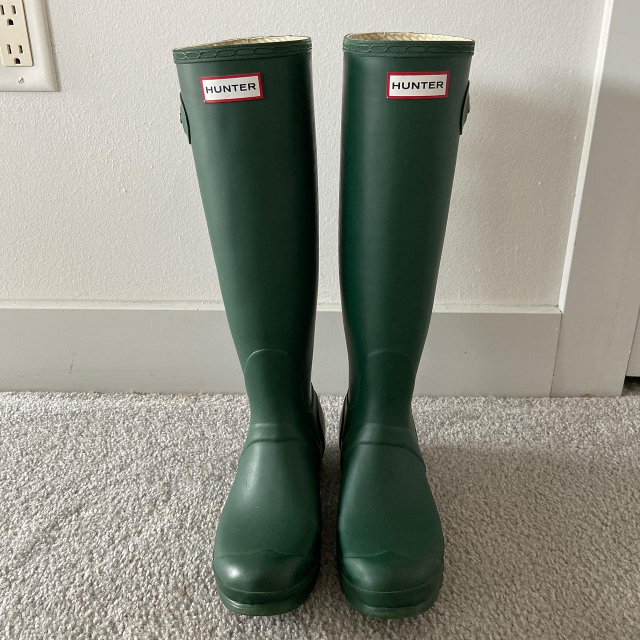 tall green hunter rain boots