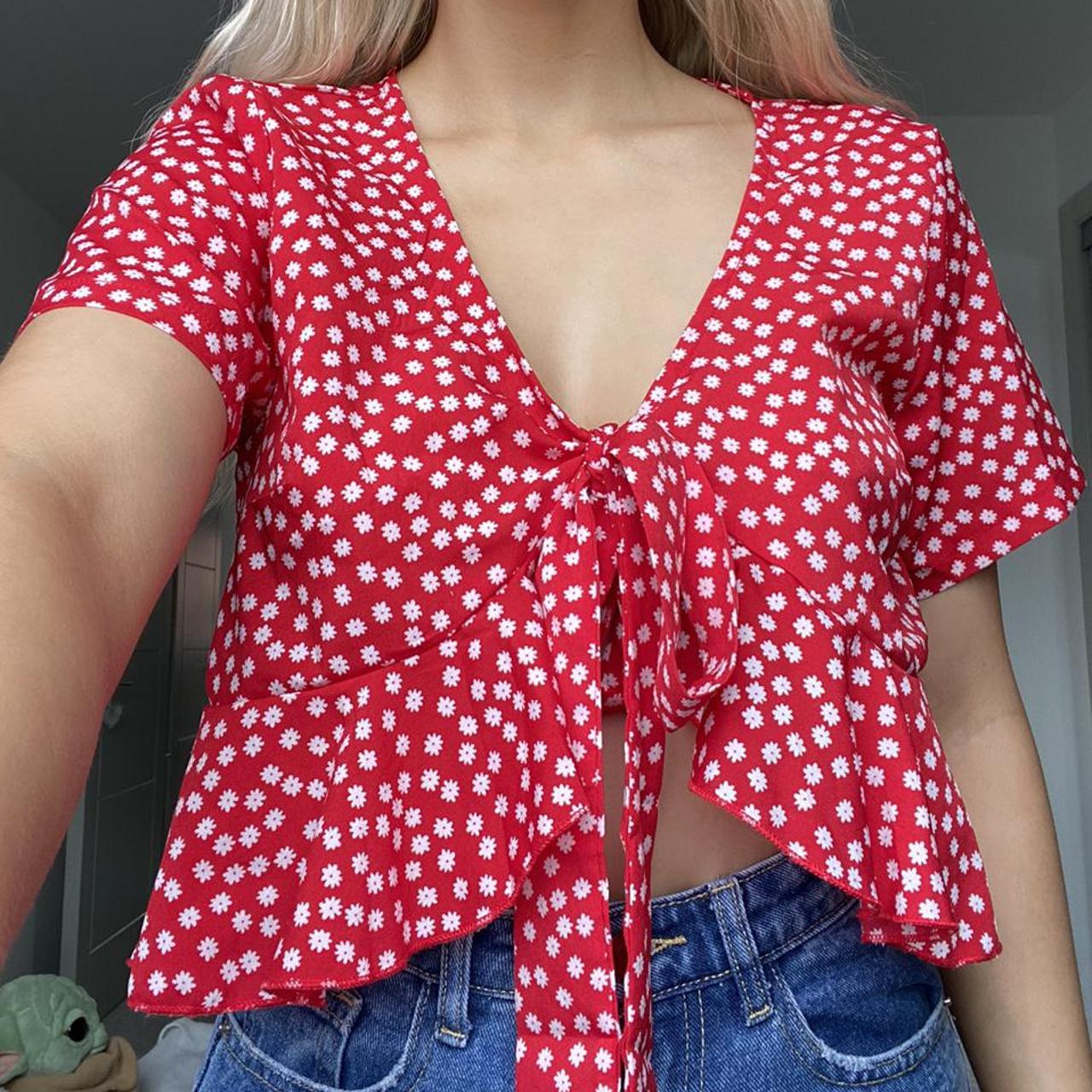 shein red blouse