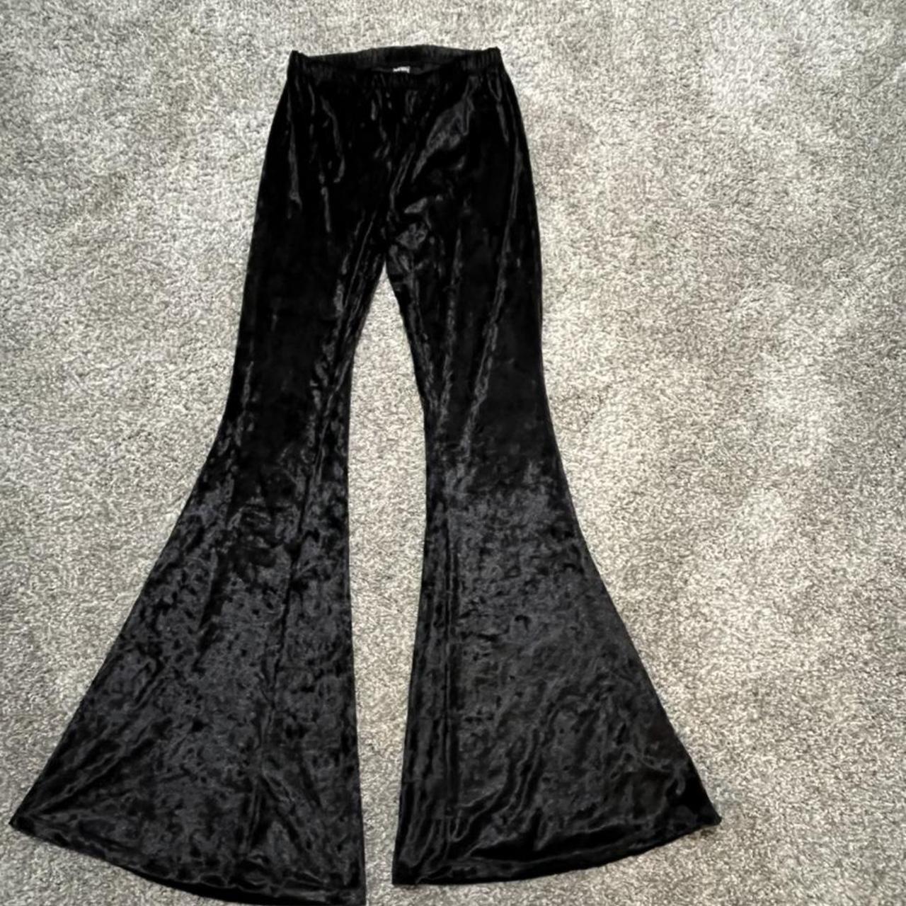 Black velvet flare vintage looking 60’s/70’s... - Depop
