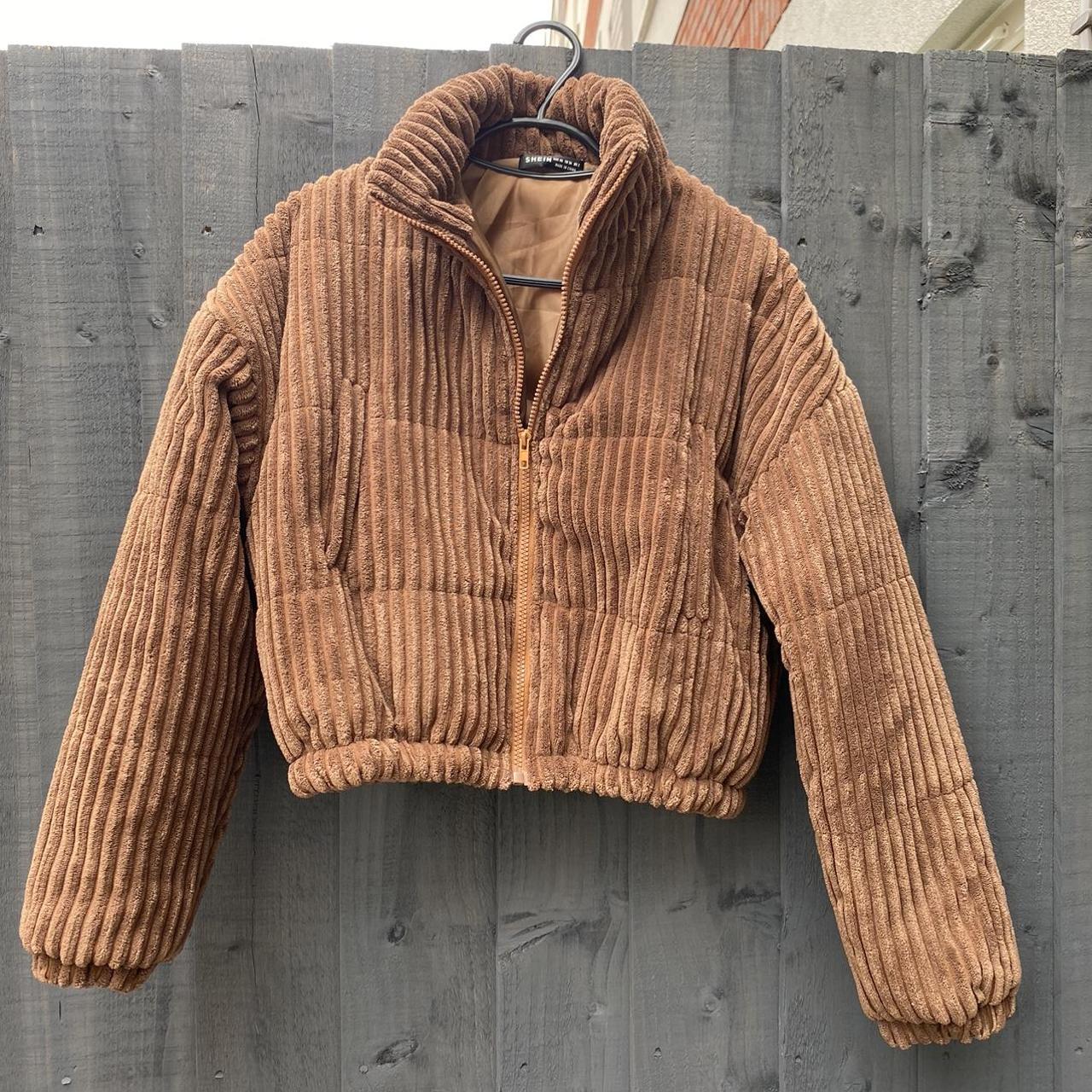 Shein brown cord bomber jacket Xsmall Used but in... Depop