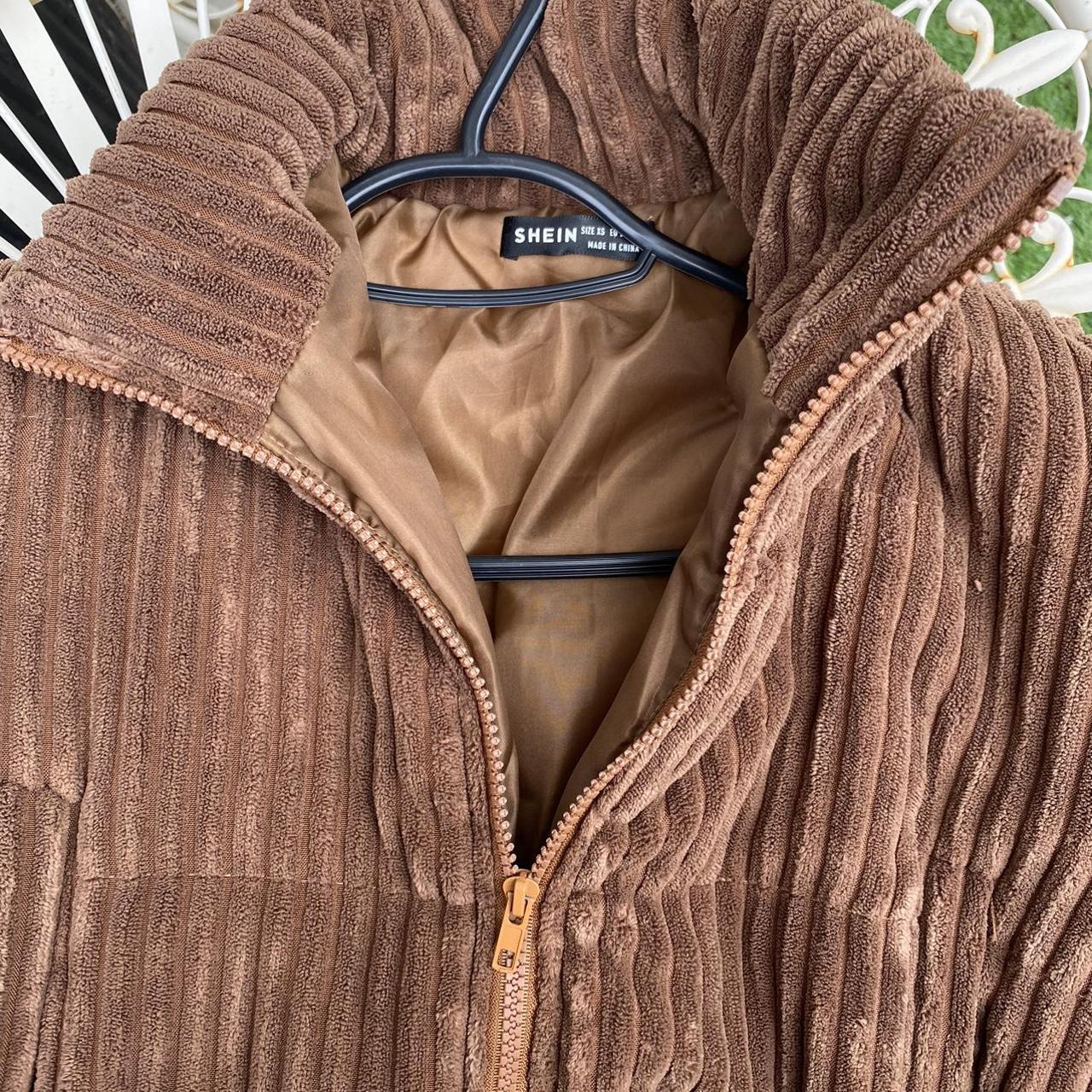 Shein brown cord bomber jacket Xsmall Used but in... Depop