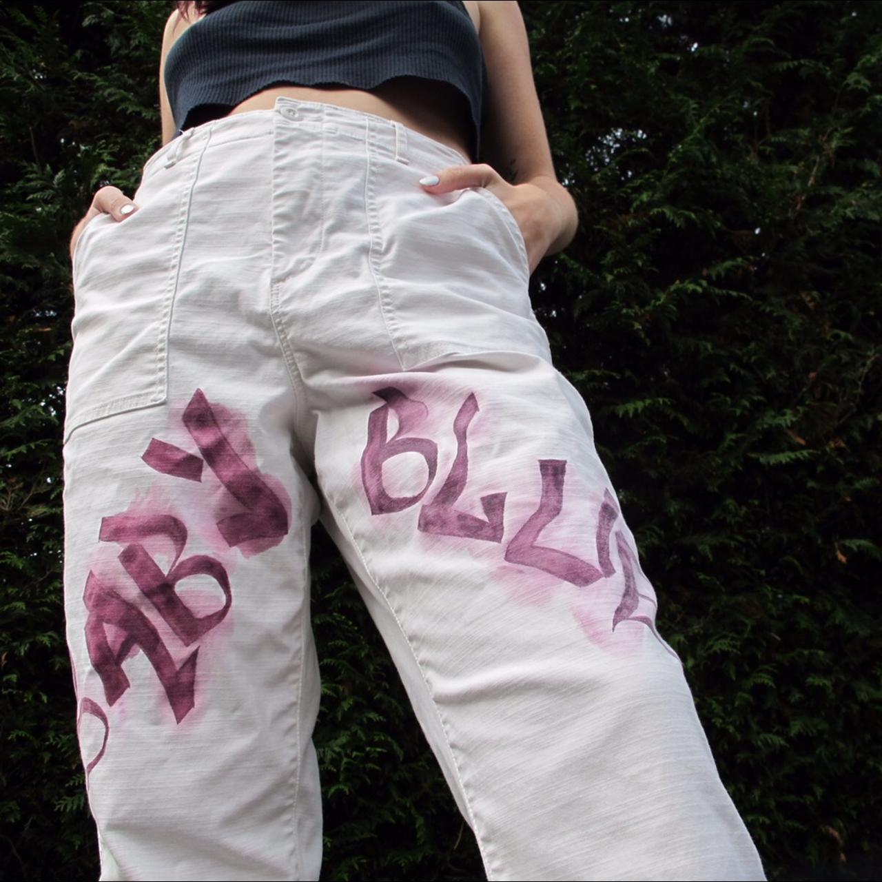 Baby Blue Graffiti Pants 📿 97% Cotton, Deep Front... - Depop