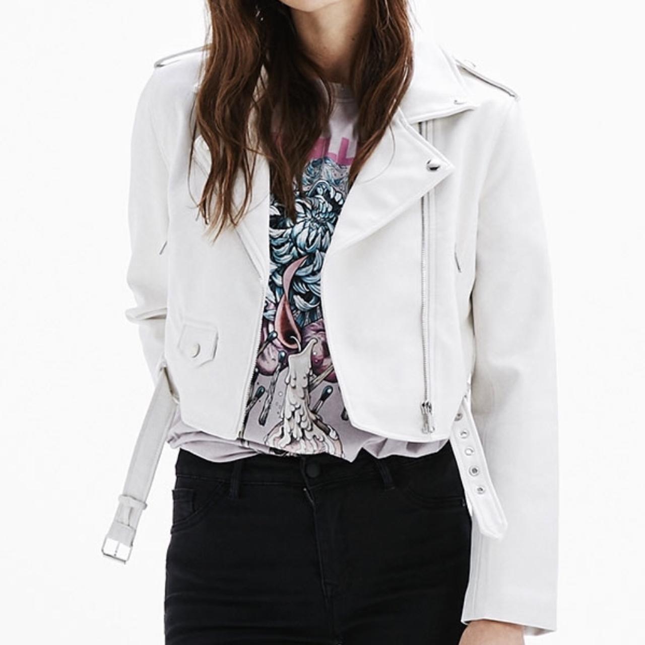 bershka white leather jacket