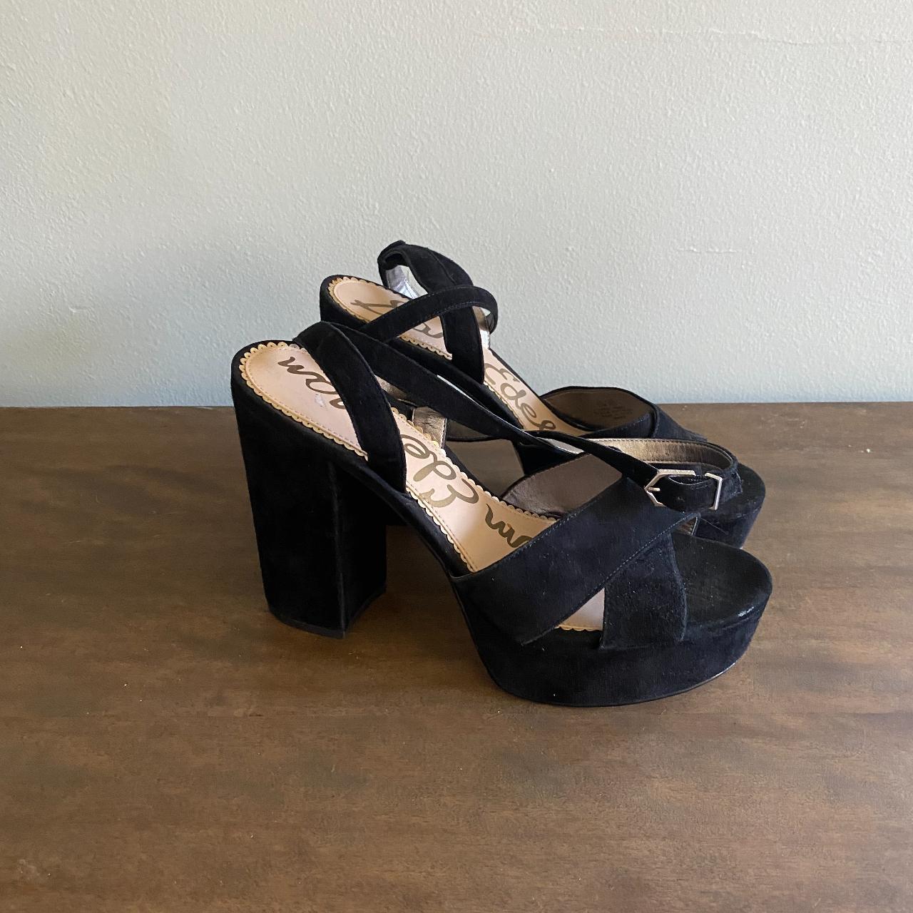 Sam Edelman Mara suede platform sandal heels black