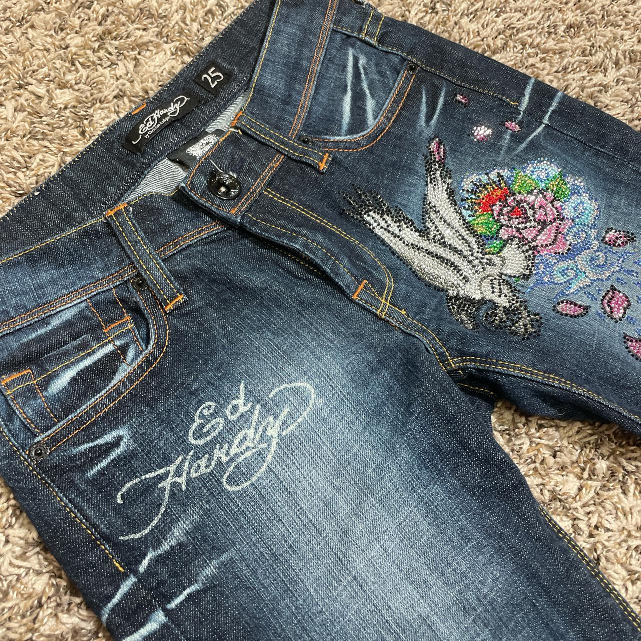 Ed Hardy Women's Blue Jeans | Depop