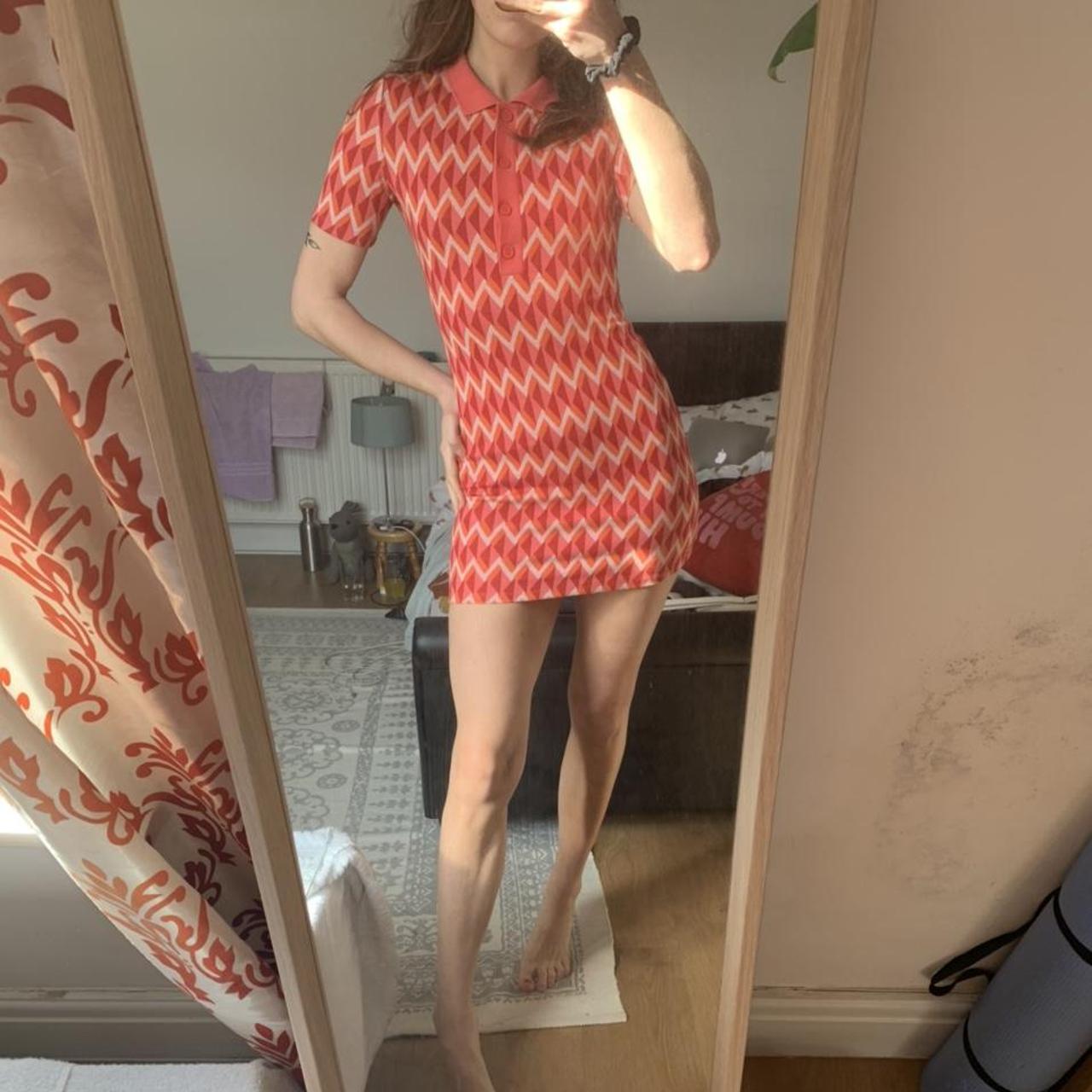 Zara Women's Pink and Orange Dress Depop