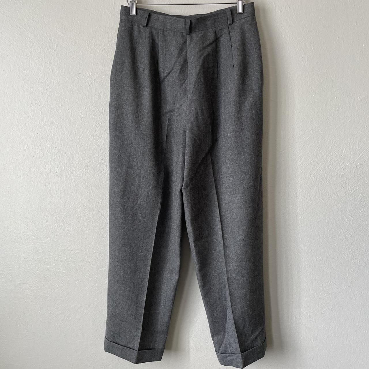 gray straight leg pleated wool trousers 🐰🐃 let us... - Depop