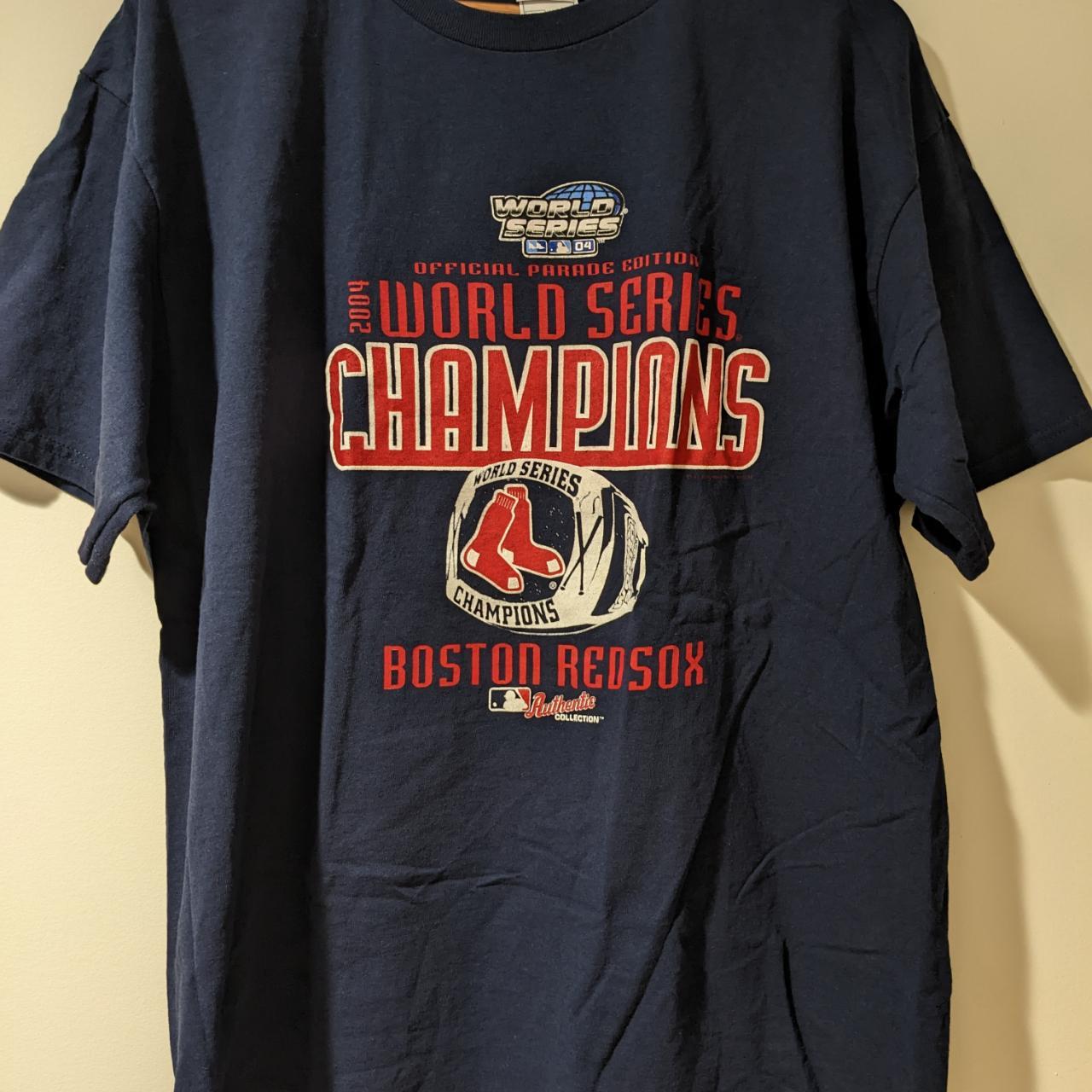 Boston Red Sox 2004 World Series Champions T Shirt Vtg MLB Baseball Blue  Size XL