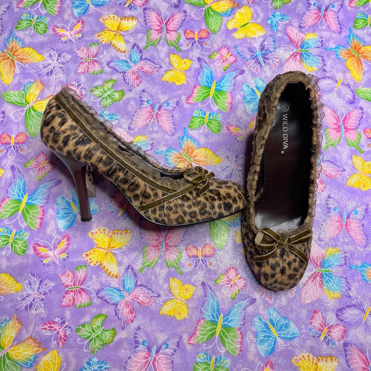 Fuzzy cheap leopard heels