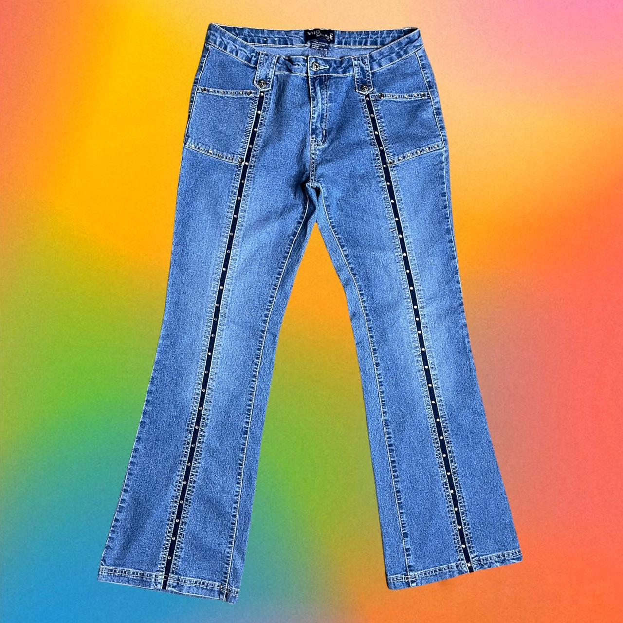 Vintage 2000s Bedazzled flare denim jeans!💔 Major... - Depop