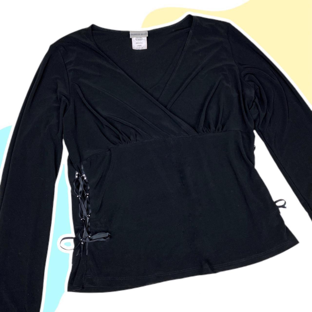 Fashion Bug vintage 90s long sleeve vneck wrap top... Depop