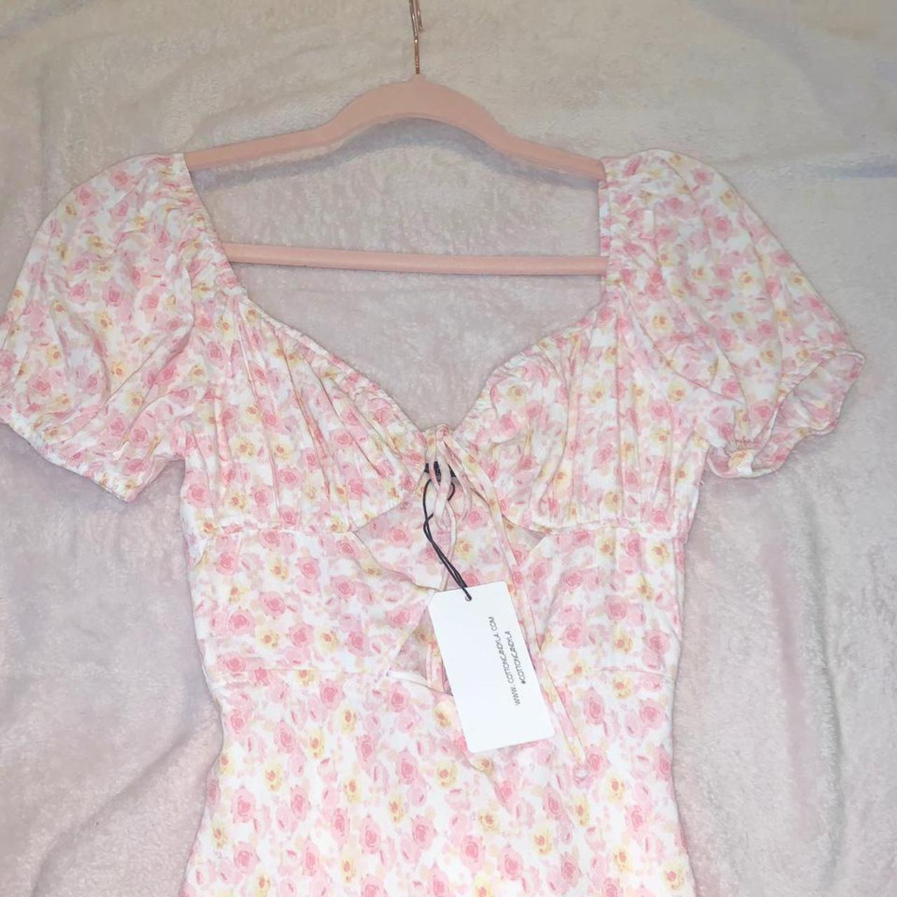 Princess Polly Women's Pink and White Dress | Depop