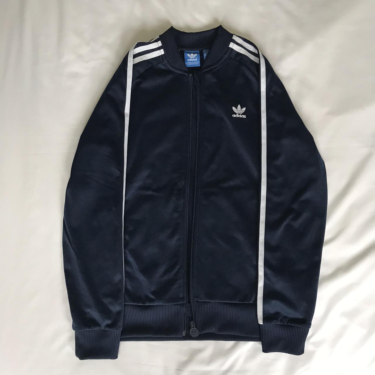 Adidas Women's Navy and White Jacket | Depop