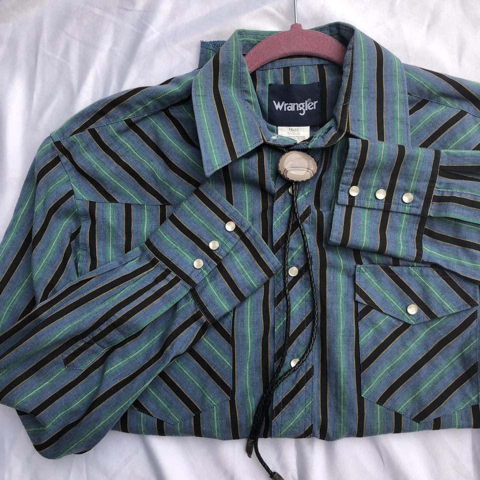 Vintage Blue Western Shirt with Pearl Snaps - American Hero XXL