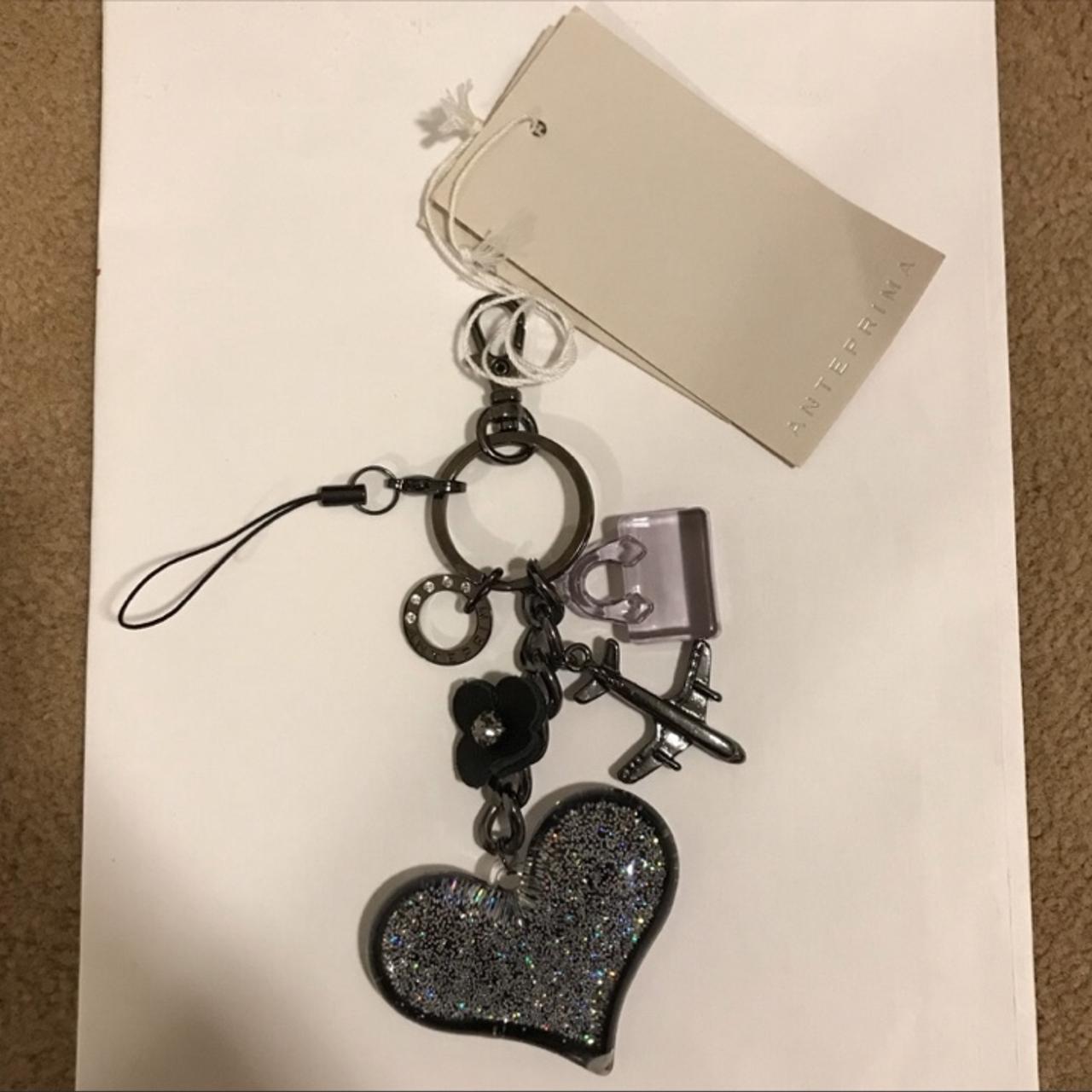 Anteprima Holo Glitter Heart Bag Charm Keychain New... - Depop