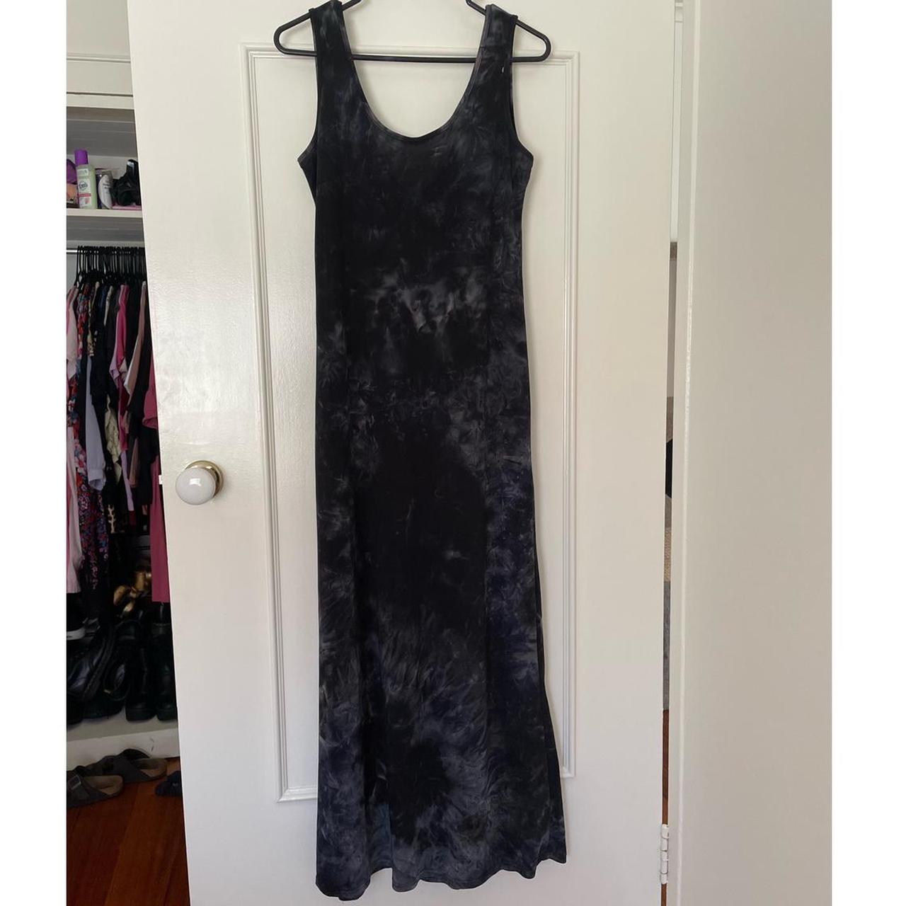 Tie dye maxi dress, lovely soft fabric. Black and... - Depop