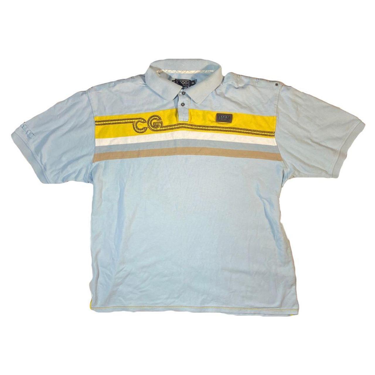 Coogi Men's Blue and Yellow Polo-shirts