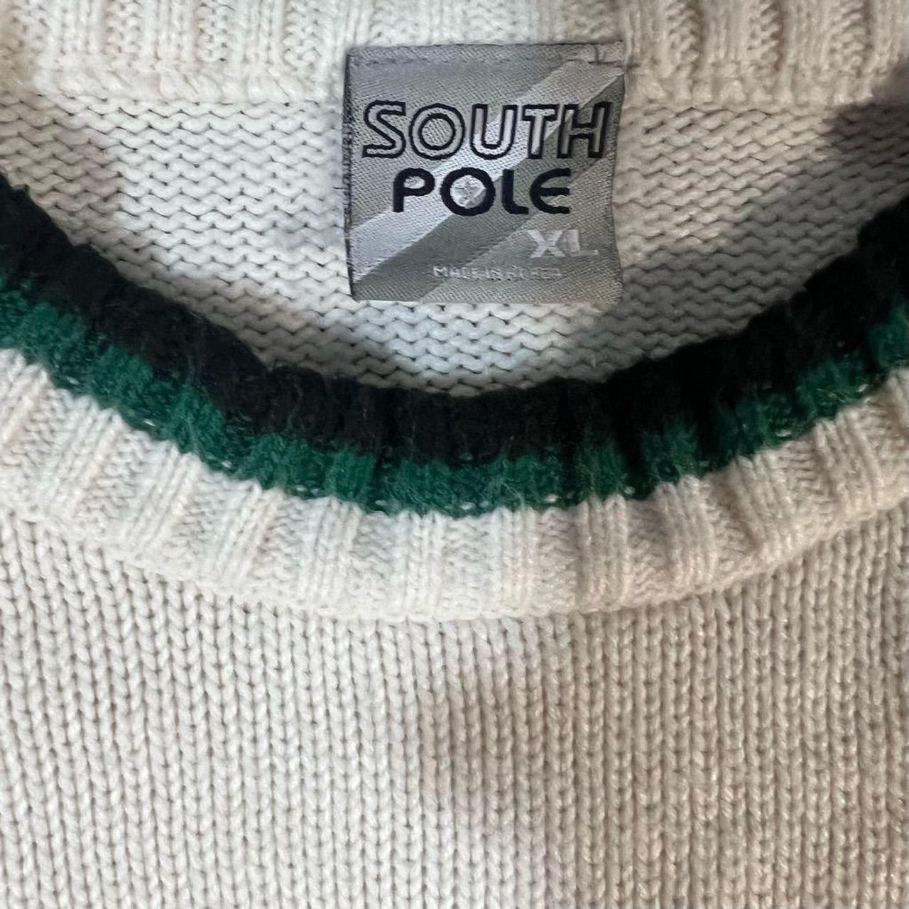 Y2K South Pole Embroidered Knit Sweater Green, and... - Depop
