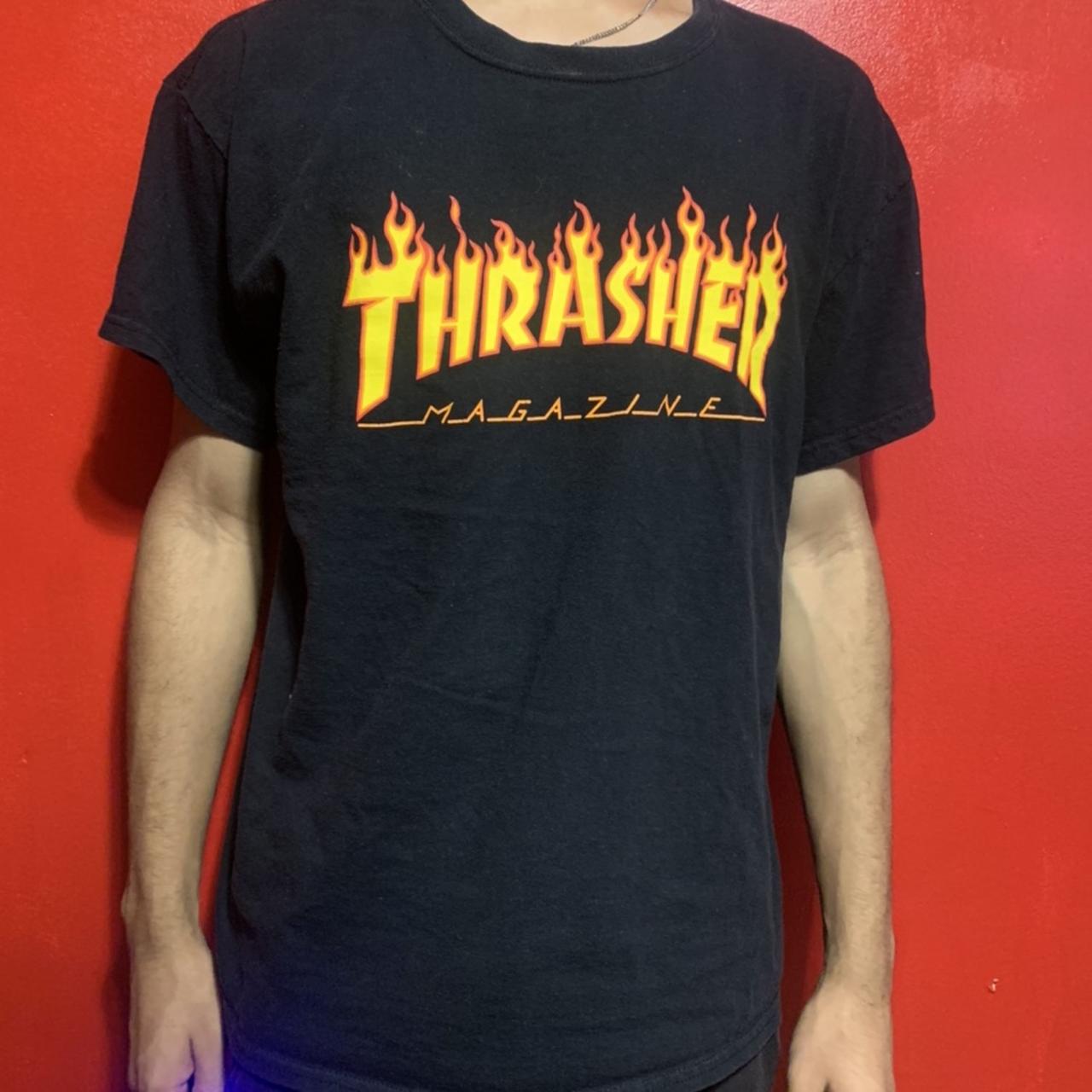 Black and hot sale orange thrasher shirt