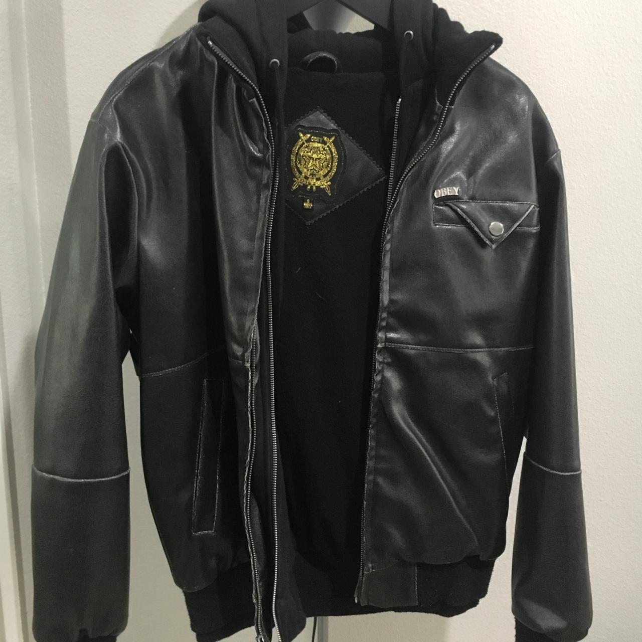 obey leather jacket