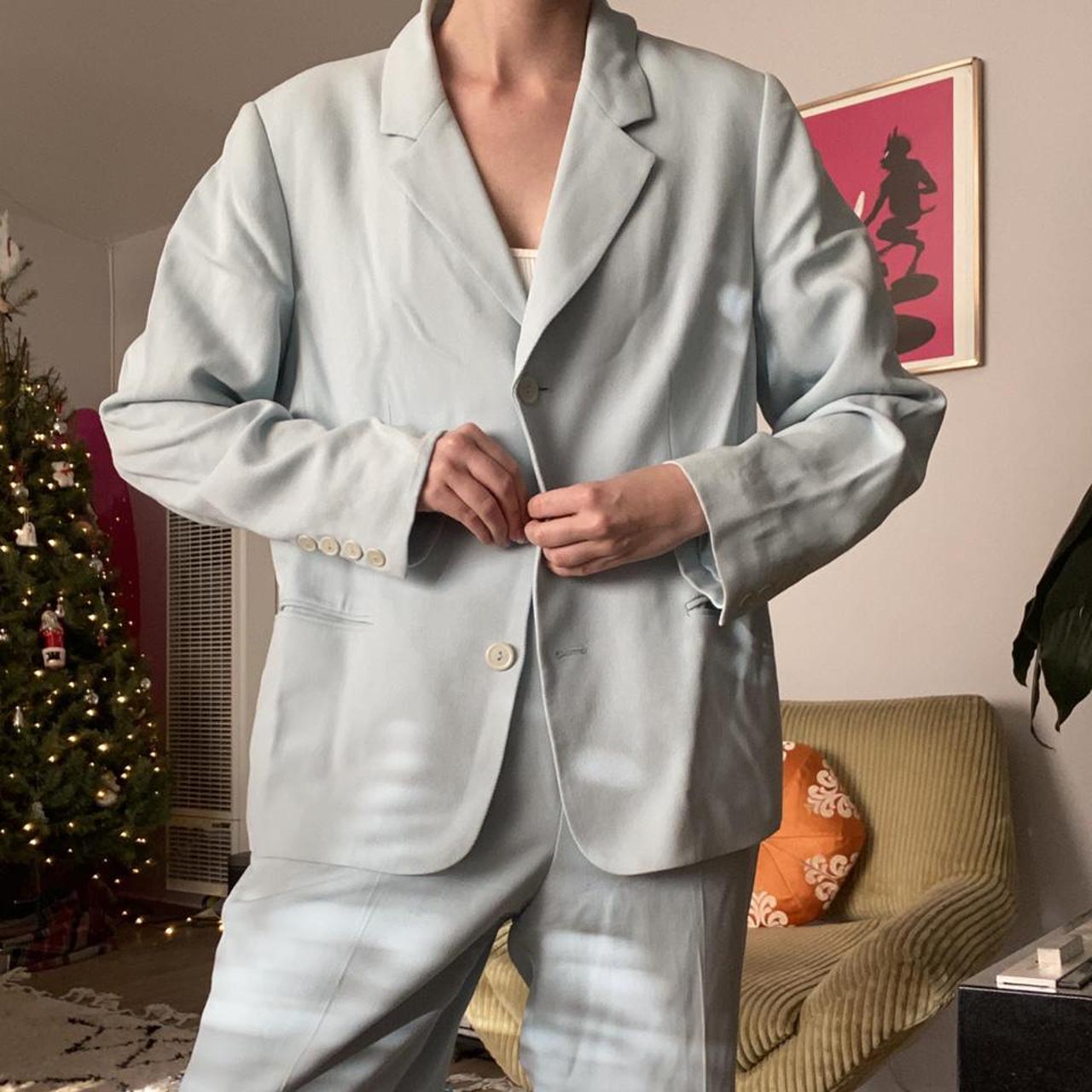 Baby Blue pantsuit. Super oversized on me but kinda... Depop