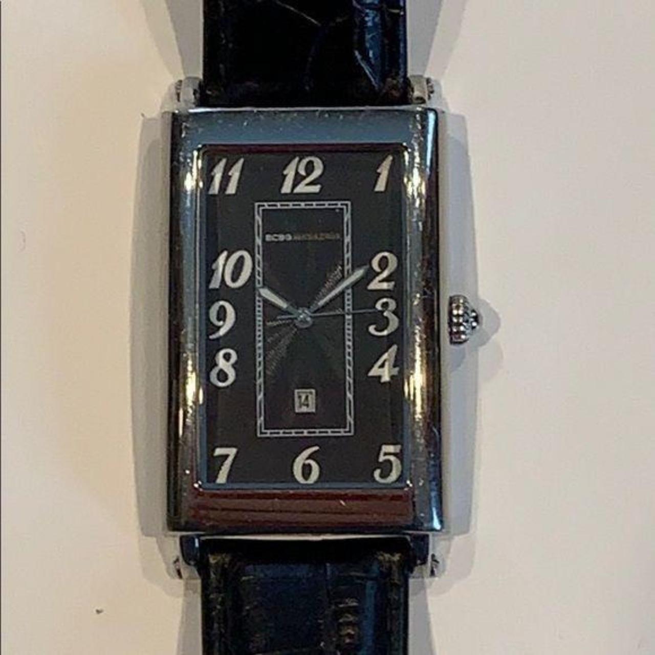 BCBG Max Azria Steel rectangular watch with black Depop