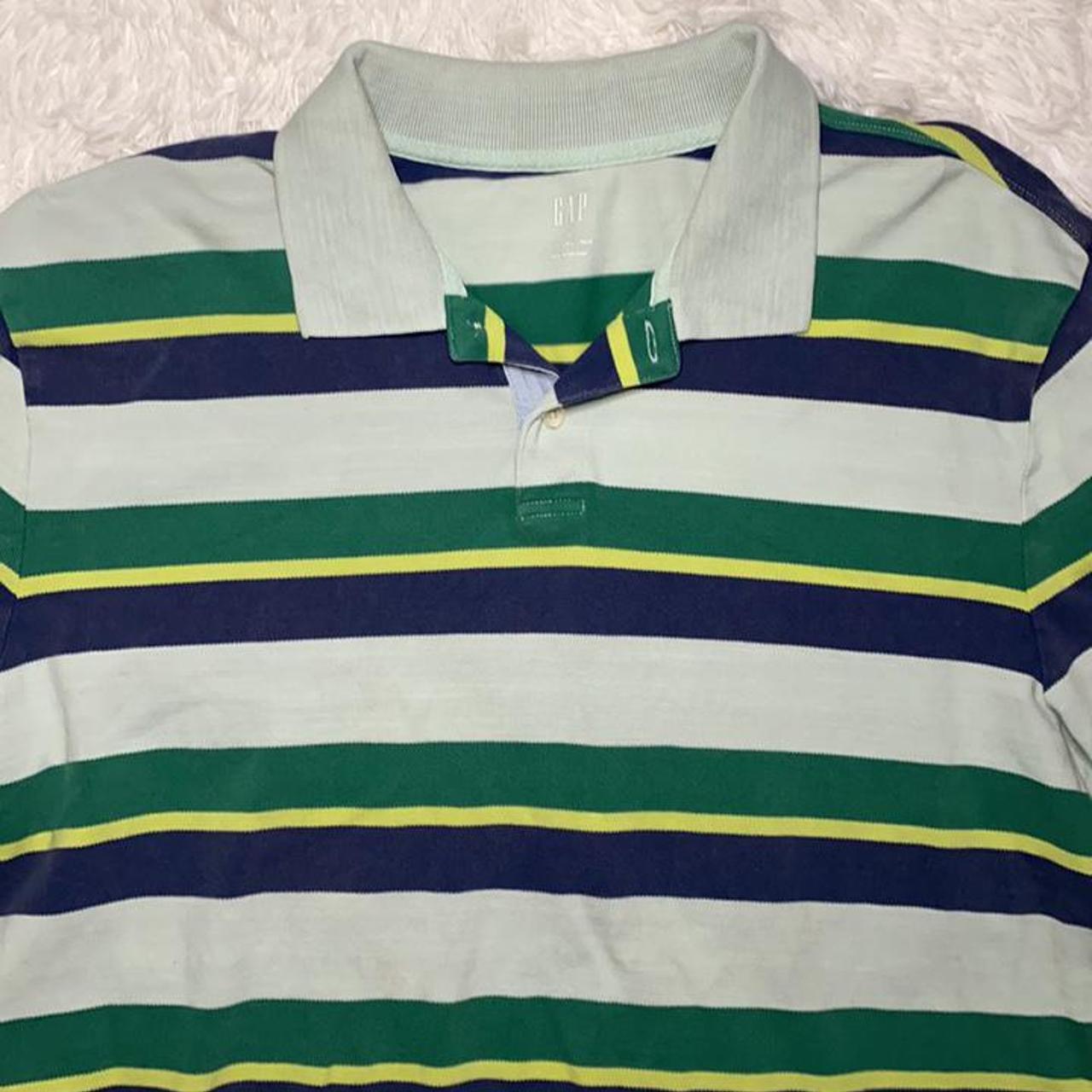 GAP 2010 blue’s green and yellow striped polo shirt...