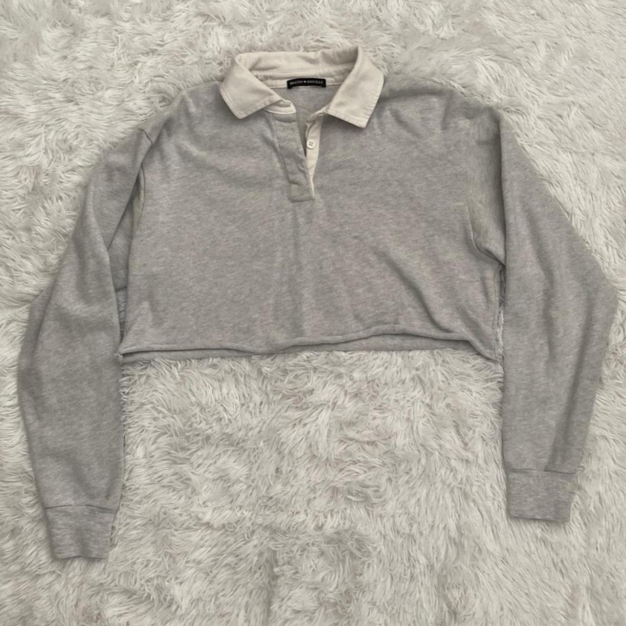 Brandy Melville gray rugby crop long sleeve... Depop