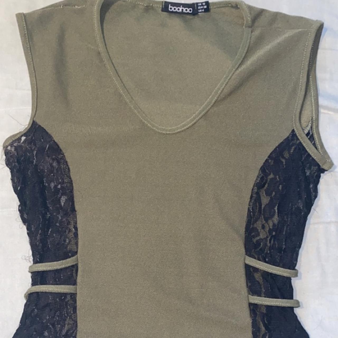 Green and black boohoo bodysuit size10 perfect for a... - Depop