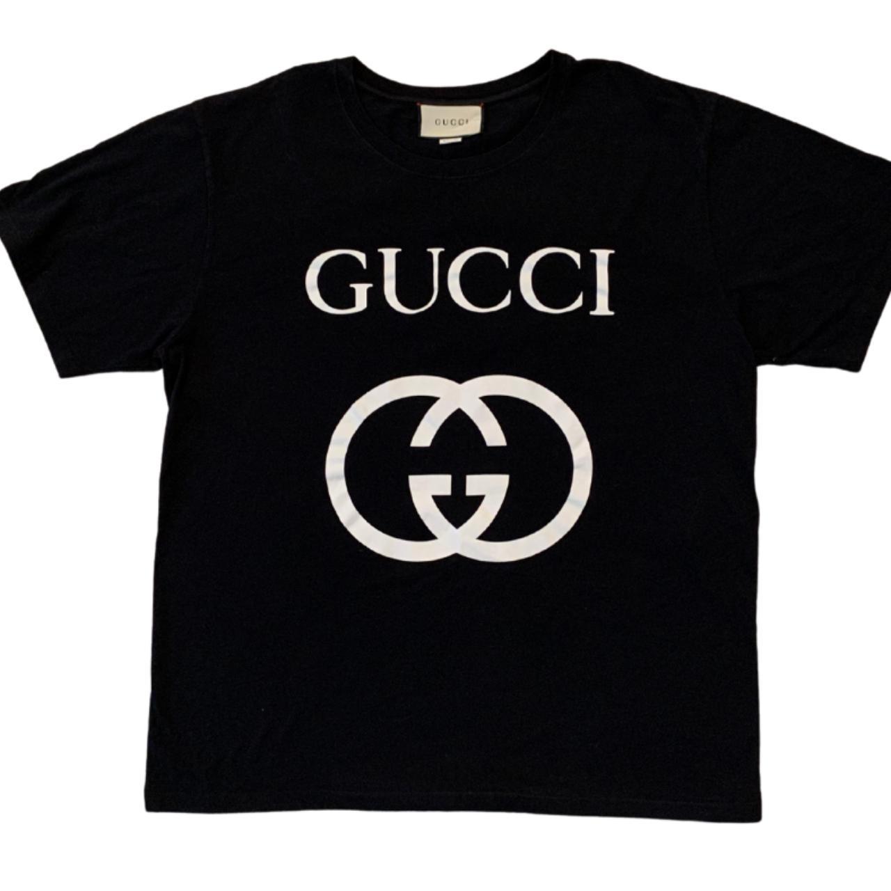 Black Gucci T shirt with Gucci logo on the... Depop