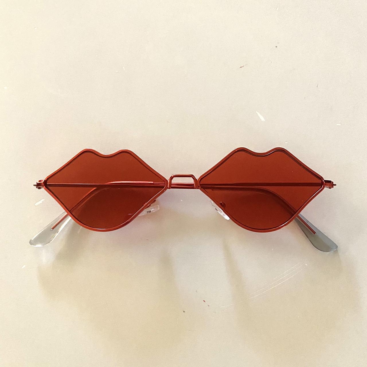 Red lip shape sunglasses glasses frame condition Depop