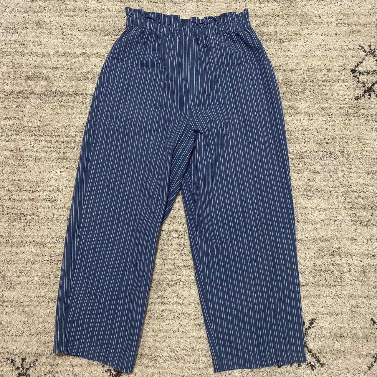 Women's Blue and White Trousers | Depop