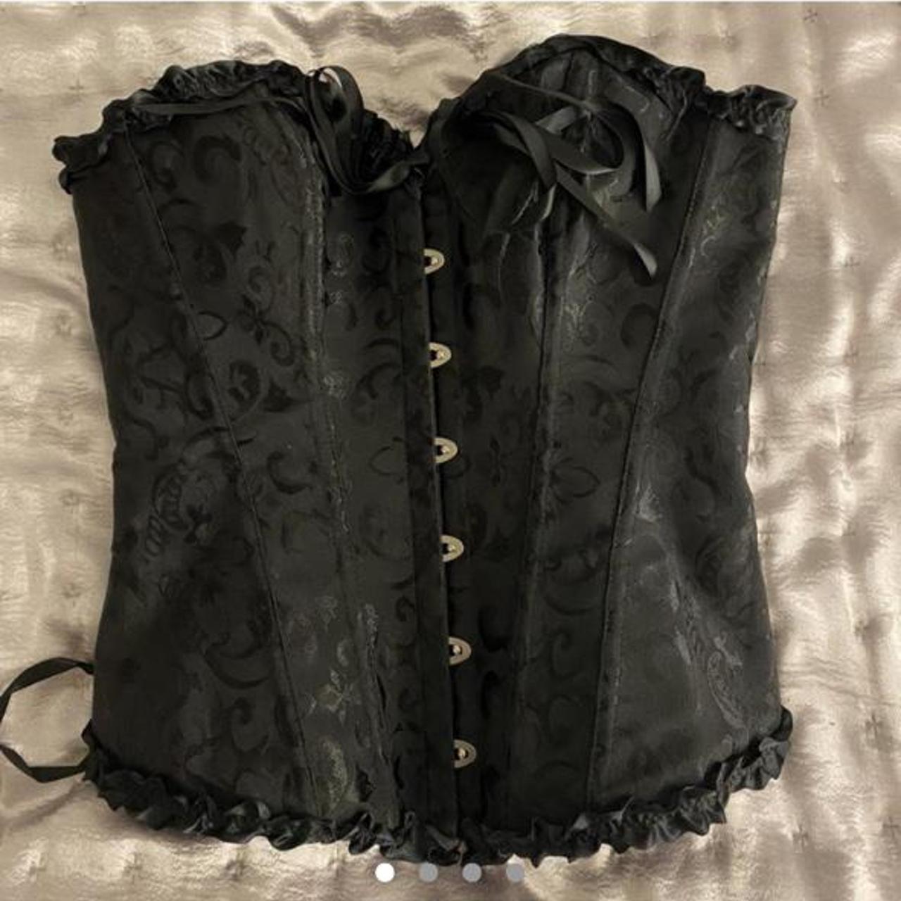 Black lace detailed corset Worn twice and in... - Depop