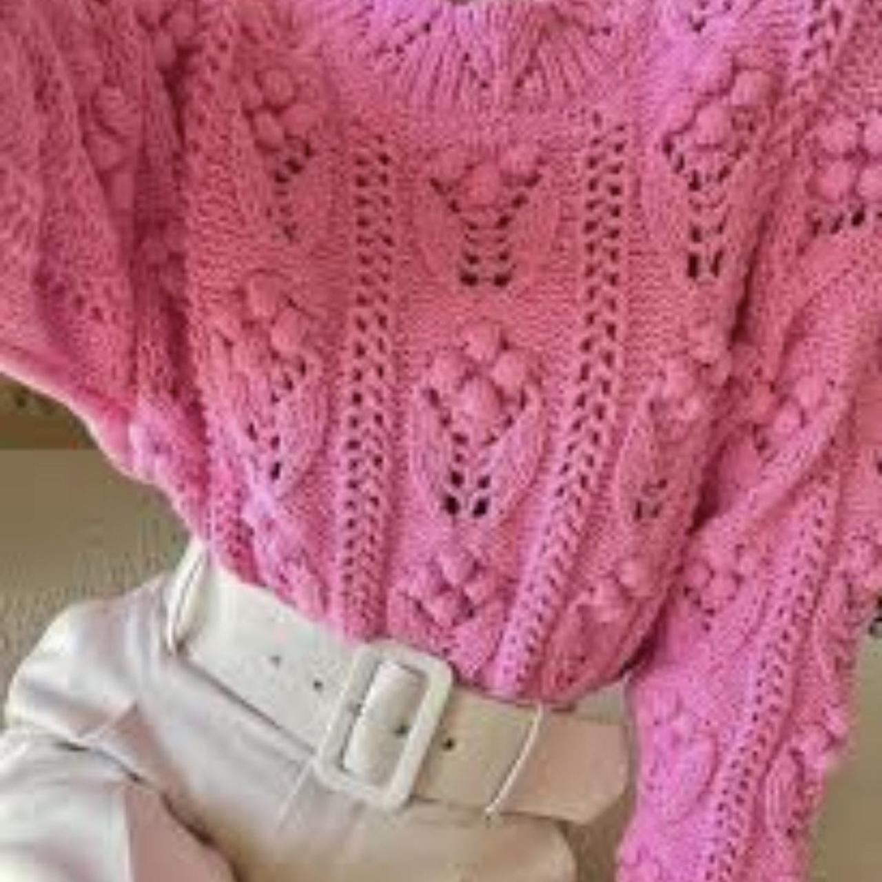 ZARA KNIT CROCHET JUMPER WITH BOBBLE DETAILNLONG... Depop