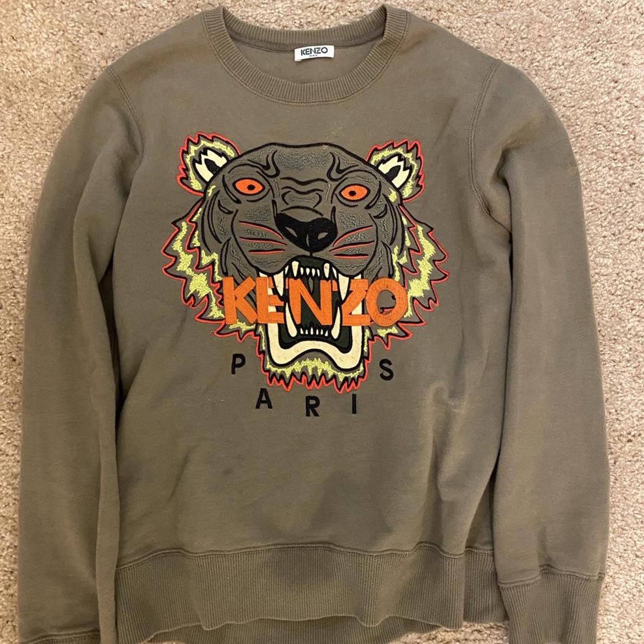 KENZO Khaki crewneck sweatshirt with print