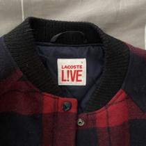 lacoste live! plaid, lined wool blend bomber jacket... - Depop