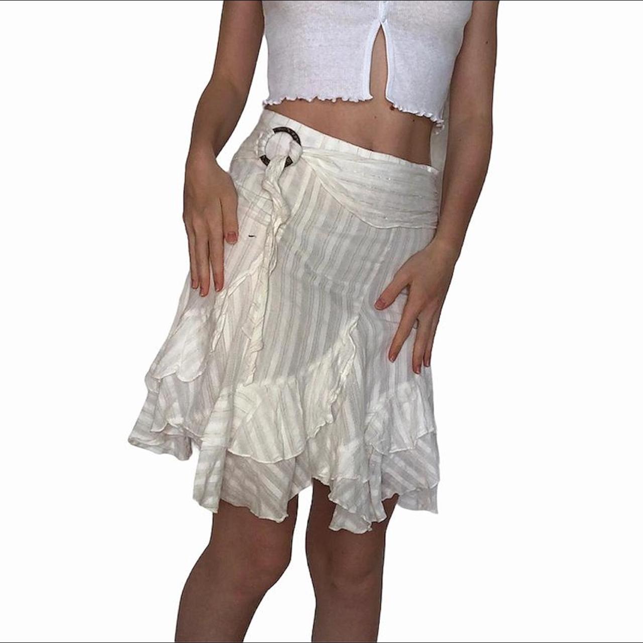 Vintage Y2k White Fairy Midi Skirt -a-line Flare... - Depop