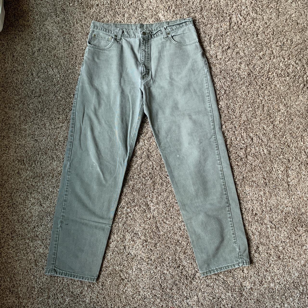 Carhartt Men's Grey and Green Trousers | Depop
