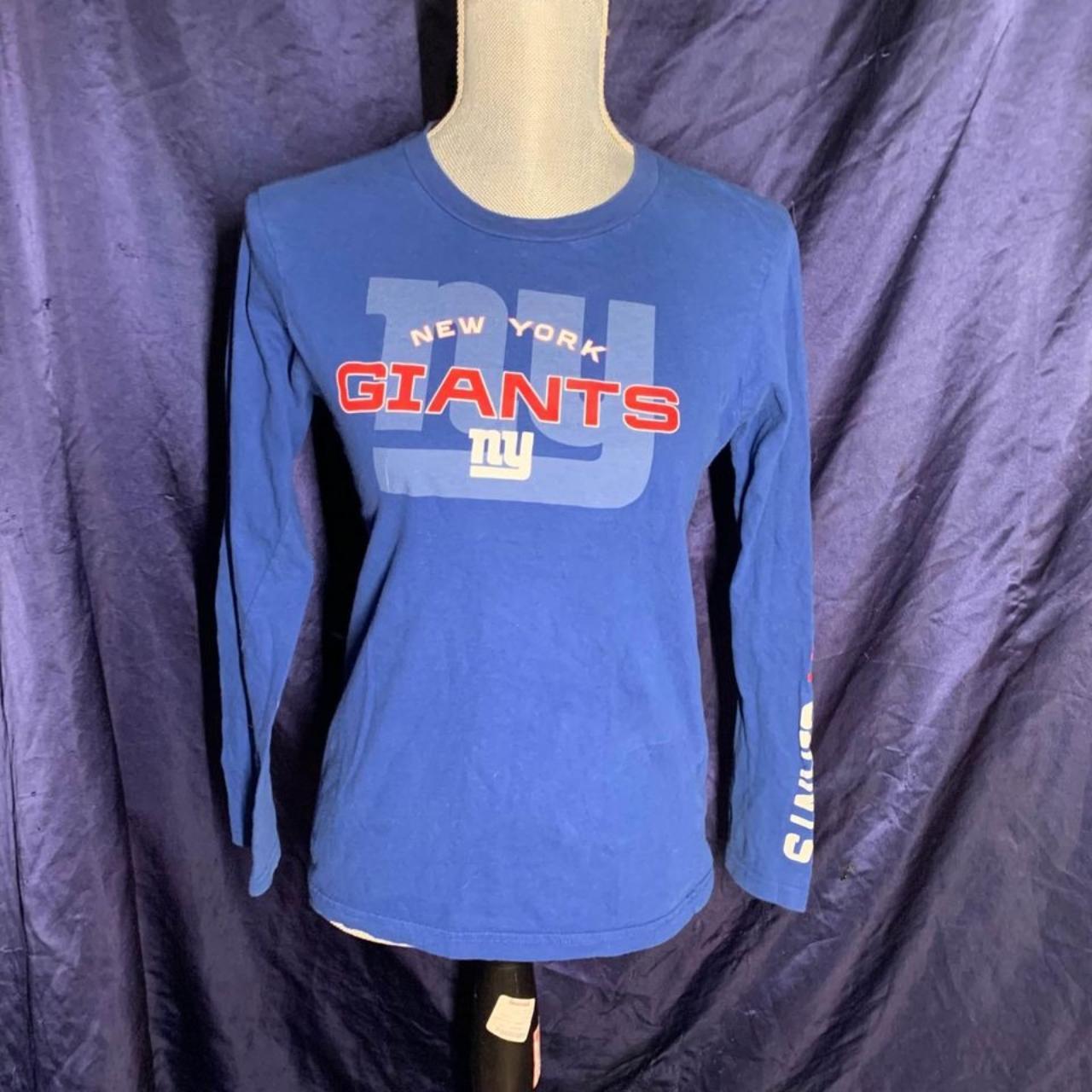 Blue NFL NY Giants Long Sleeve Shirt Size: Large - Depop