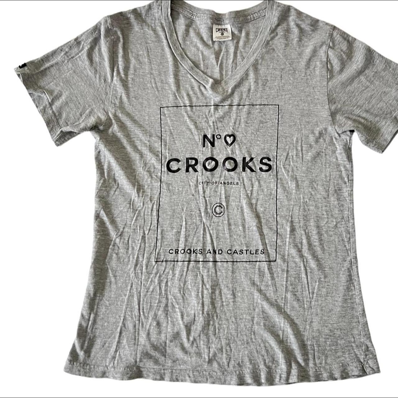 Crooks & Castles Women's Grey and Black T-shirt