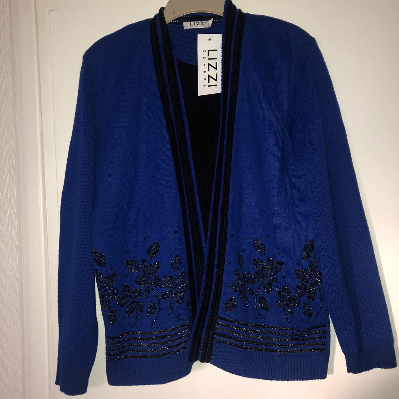 royal blue and black Lizzie Clark cardigan and... - Depop