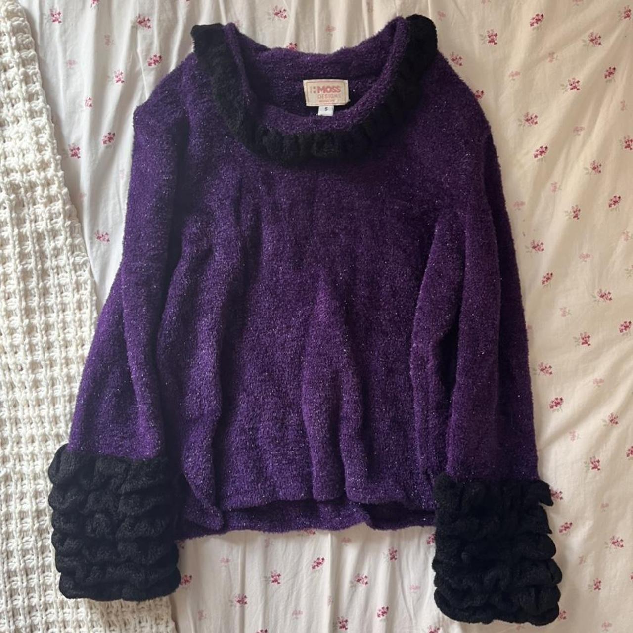 Super Groovy And Unique Sparkly Purple Fuzzy Sweater... - Depop