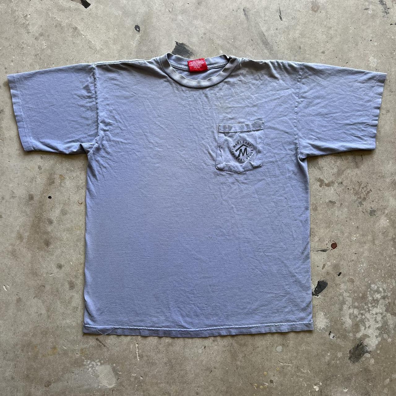 Vintage Marlboro blue single stitch graphic... - Depop