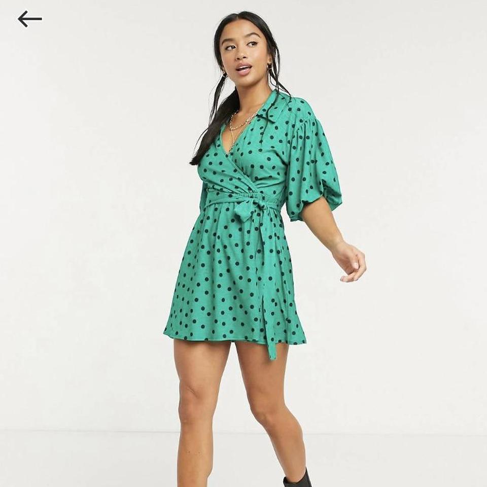 asos design cord dress with puff sleeve ...