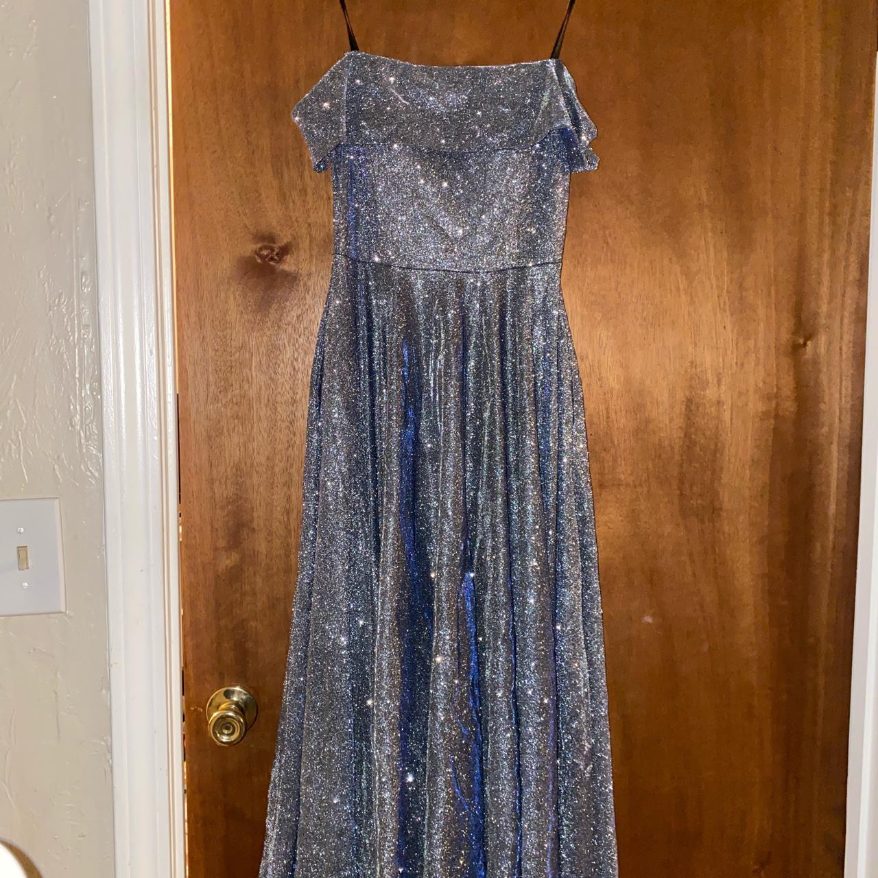 Windsor solid sparkle & iridescent blue prom dress... - Depop