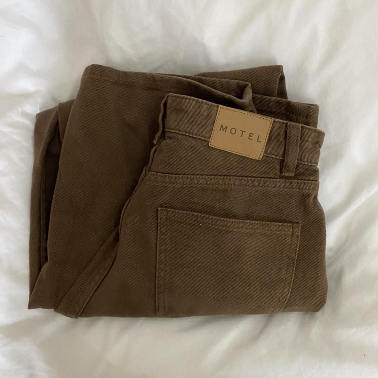 motel x olivia neill parallel jeans in rich brown.... Depop
